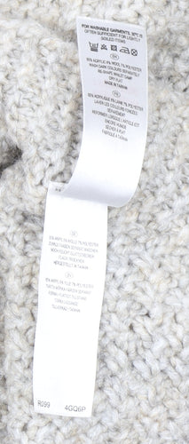 Savoir Women’s Beige Roll Neck Cable-Knit Cape Jumper Size 18