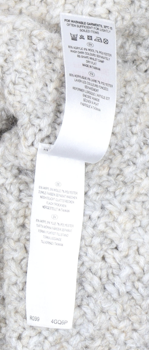 Savoir Women’s Beige Roll Neck Cable-Knit Cape Jumper Size 18