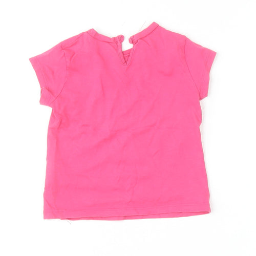 Benetton Girls Pink Short Sleeve Cotton Logo T-Shirt 12-18 Months