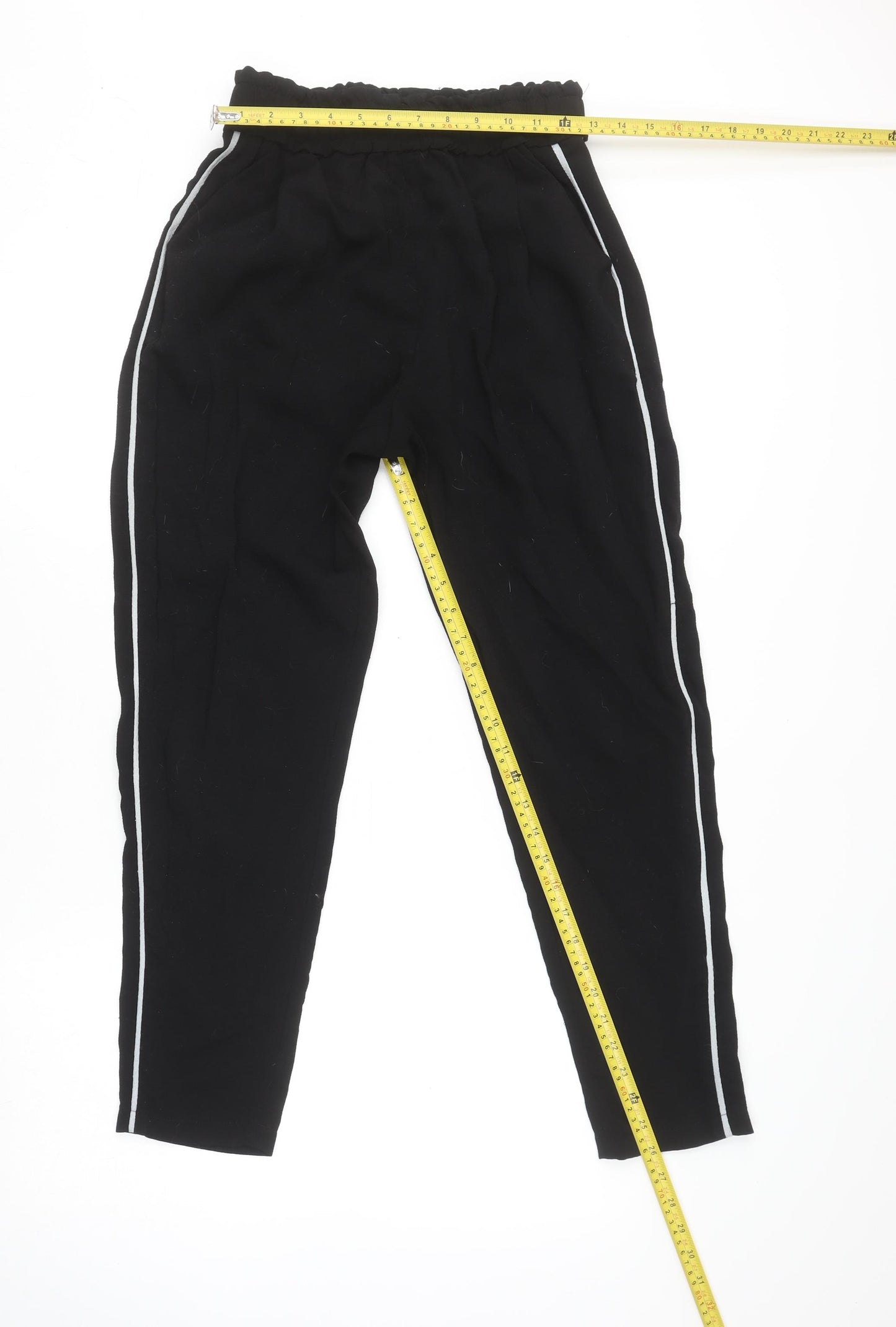 Style London Womens Black Jogger Trousers Small Elastic Waist