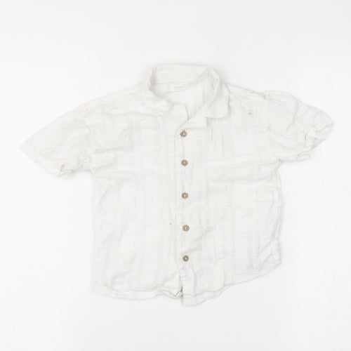 Next Boys White 2-3 Years Button-Up Short Sleeve Cotton Shirt