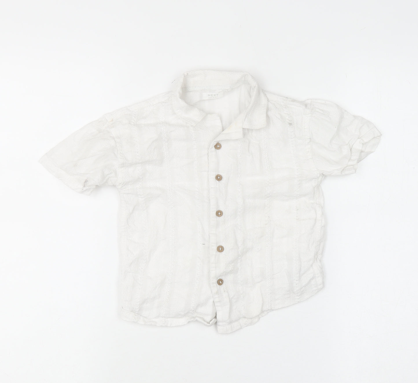Next Boys White 2-3 Years Button-Up Short Sleeve Cotton Shirt