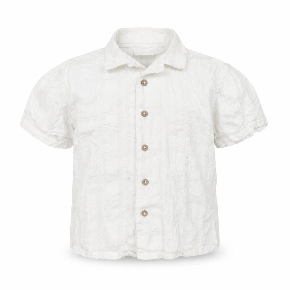 Front view of Next boys’ white 2-3 years button-up short sleeve cotton shirt