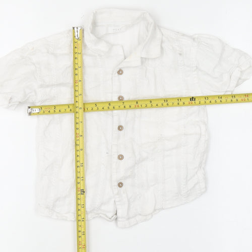 Next Boys White 2-3 Years Button-Up Short Sleeve Cotton Shirt