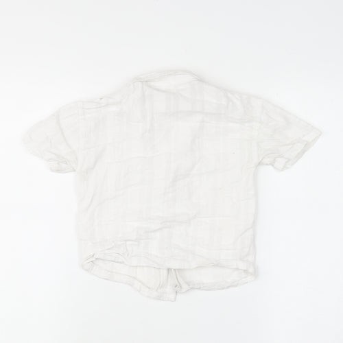 Next Boys White 2-3 Years Button-Up Short Sleeve Cotton Shirt