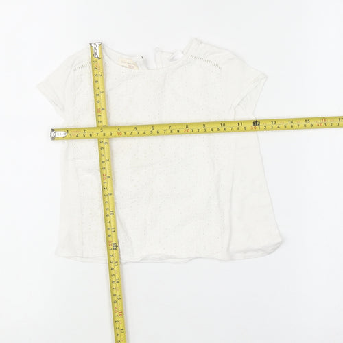 Zara Girls White Embroidered Cotton Short Sleeve Blouse 18-24 Months