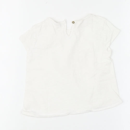 Zara Girls White Embroidered Cotton Short Sleeve Blouse 18-24 Months