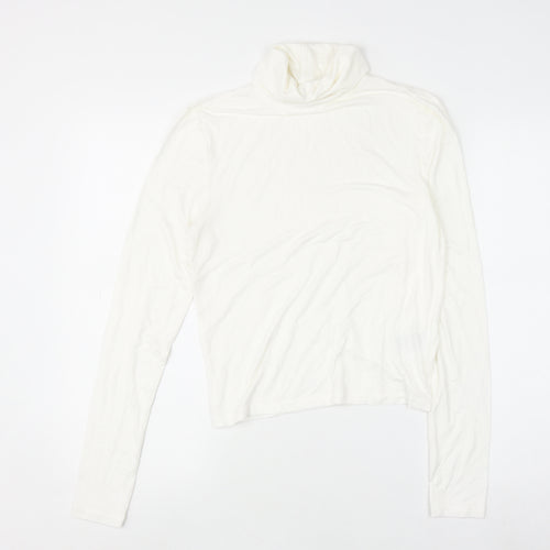 H&M Divided Women White Roll Neck Long Sleeve Basic Top M