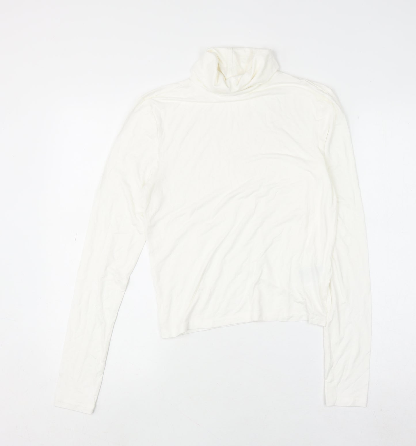 H&M Divided Women White Roll Neck Long Sleeve Basic Top M