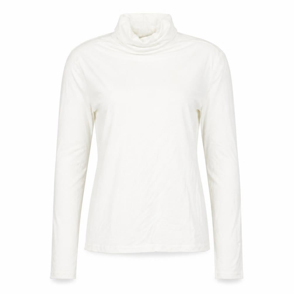 Front view of H&M Divided Women White Roll Neck Long Sleeve Basic Top M
