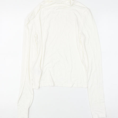 H&M Divided Women White Roll Neck Long Sleeve Basic Top M