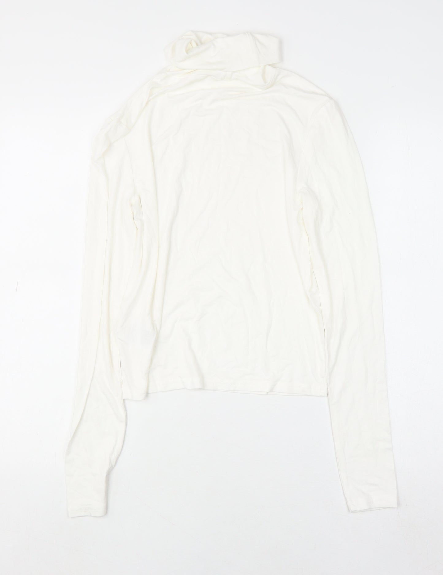 H&M Divided Women White Roll Neck Long Sleeve Basic Top M