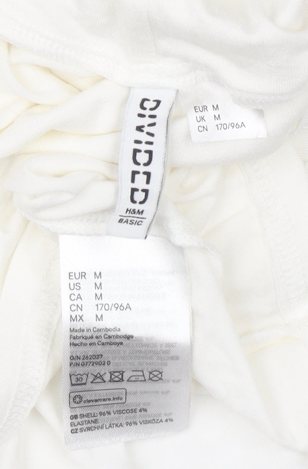 H&M Divided Women White Roll Neck Long Sleeve Basic Top M