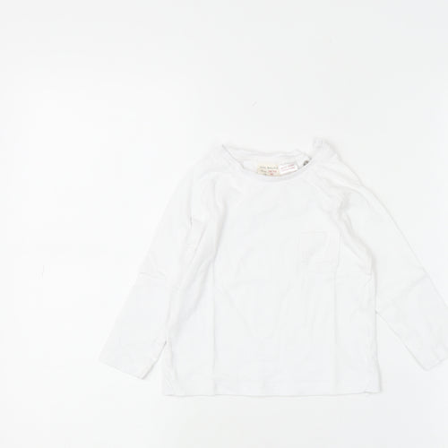 Zara Boys White Long Sleeve Cotton Basic T-Shirt 18-24 Months