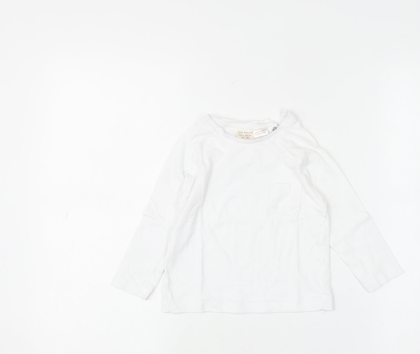 Zara Boys White Long Sleeve Cotton Basic T-Shirt 18-24 Months