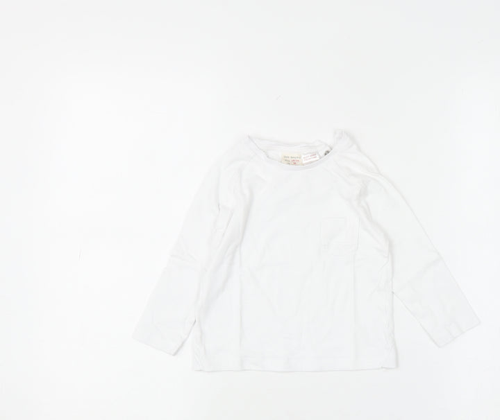 Zara Boys White Long Sleeve Cotton Basic T-Shirt 18-24 Months