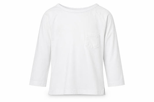 Front view of Zara boys’ white long sleeve cotton basic t-shirt 18-24 months