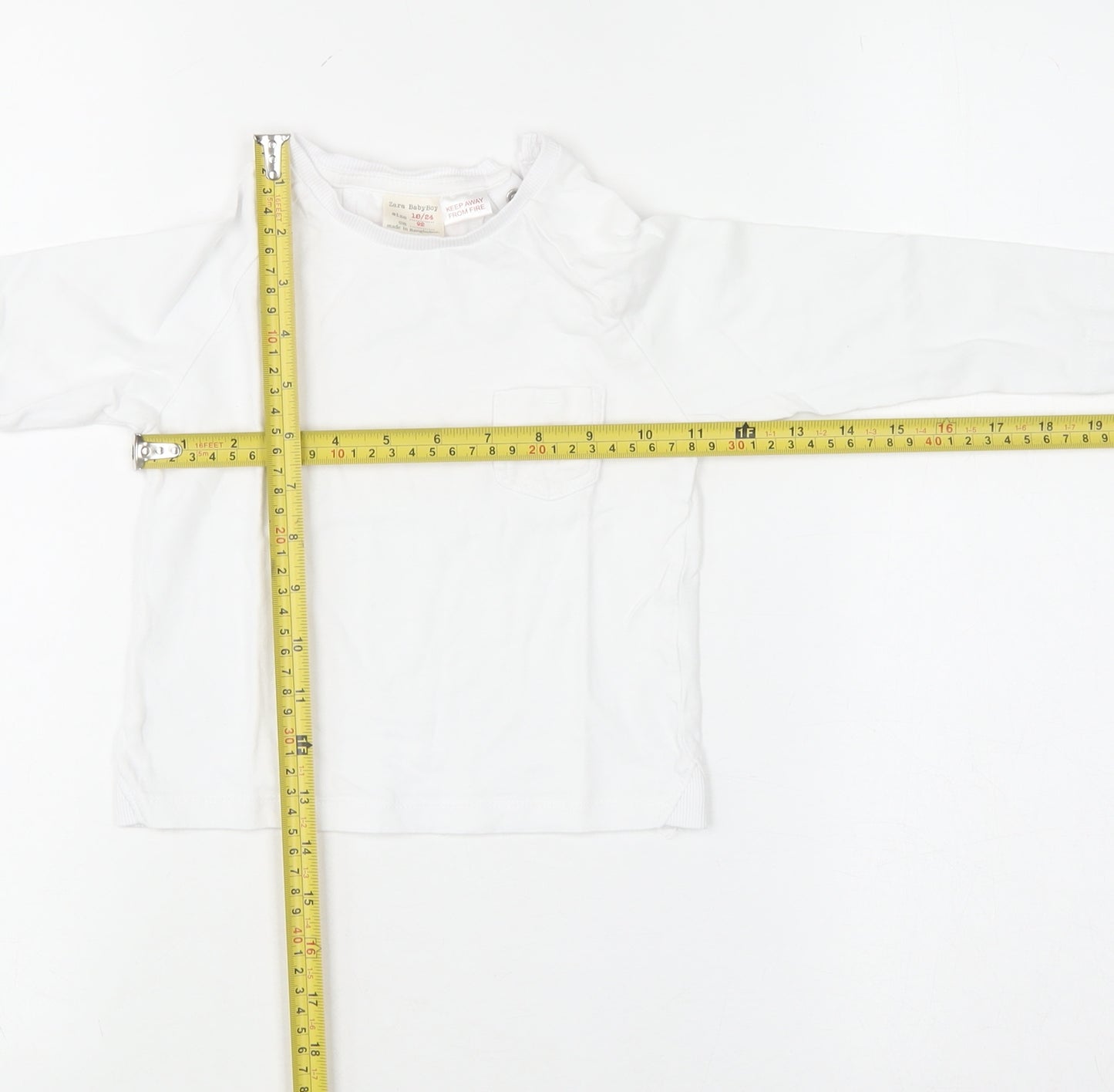 Zara Boys White Long Sleeve Cotton Basic T-Shirt 18-24 Months