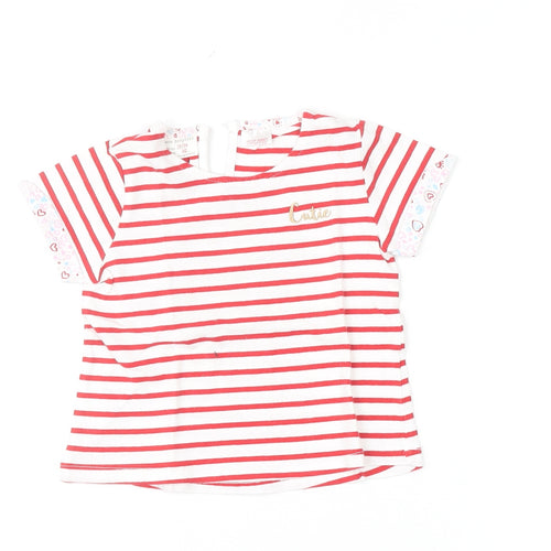 Zara Girls Red White Striped Cutie T-Shirt 18-24 Months