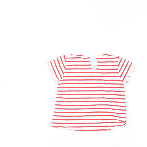 Zara Girls Red White Striped Cutie T-Shirt 18-24 Months