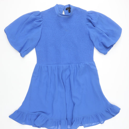 New Look Women Blue A-Line Puff Sleeve Short Dress Size 18