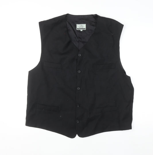 I.Q. Identifiable Quality Men's Black XL Wool Waistcoat Formal Classic