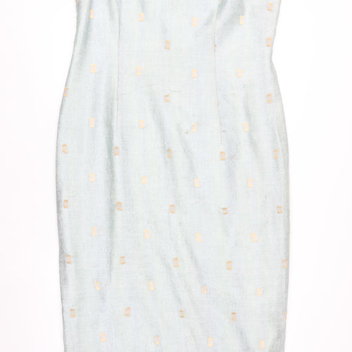 Libra Women Blue Size 16 V-Neck Sleeveless Sheath Dress