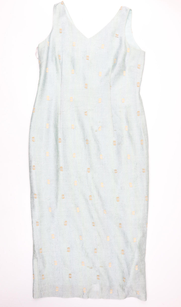 Libra Women Blue Size 16 V-Neck Sleeveless Sheath Dress