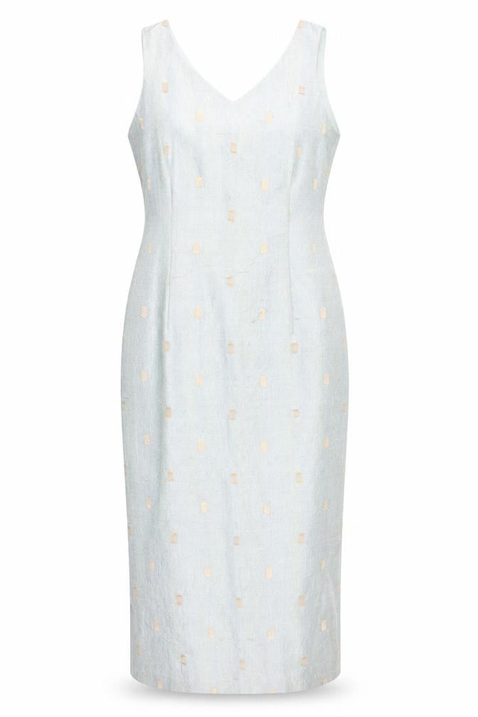 Libra Women Blue Size 16 V-Neck Sleeveless Sheath Dress