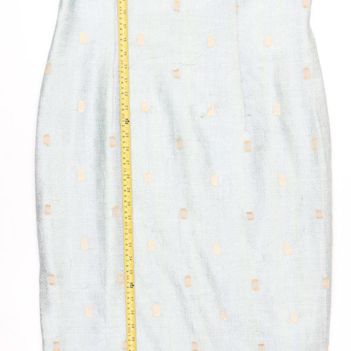 Libra Women Blue Size 16 V-Neck Sleeveless Sheath Dress