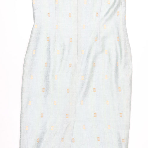 Libra Women Blue Size 16 V-Neck Sleeveless Sheath Dress