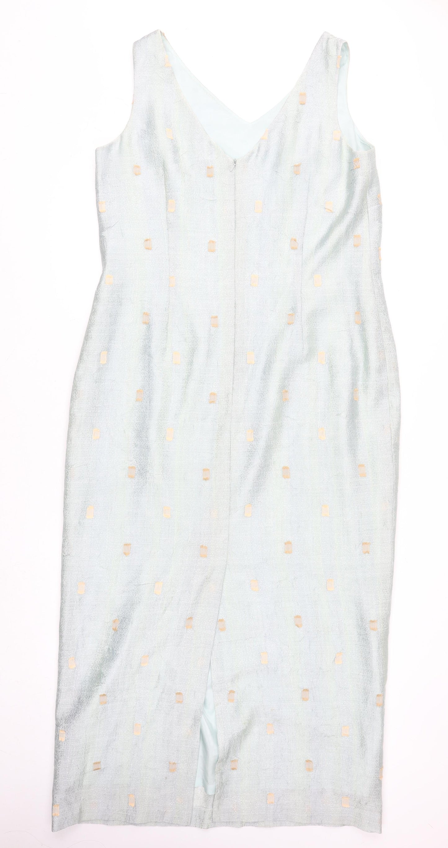 Libra Women Blue Size 16 V-Neck Sleeveless Sheath Dress