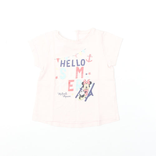 Disney Baby Girls Pink Minnie Mouse Hello Summer T-Shirt 12-18 Months