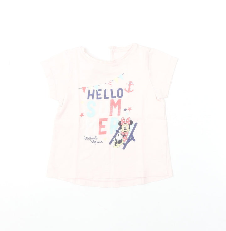 Disney Baby Girls Pink Minnie Mouse Hello Summer T-Shirt 12-18 Months
