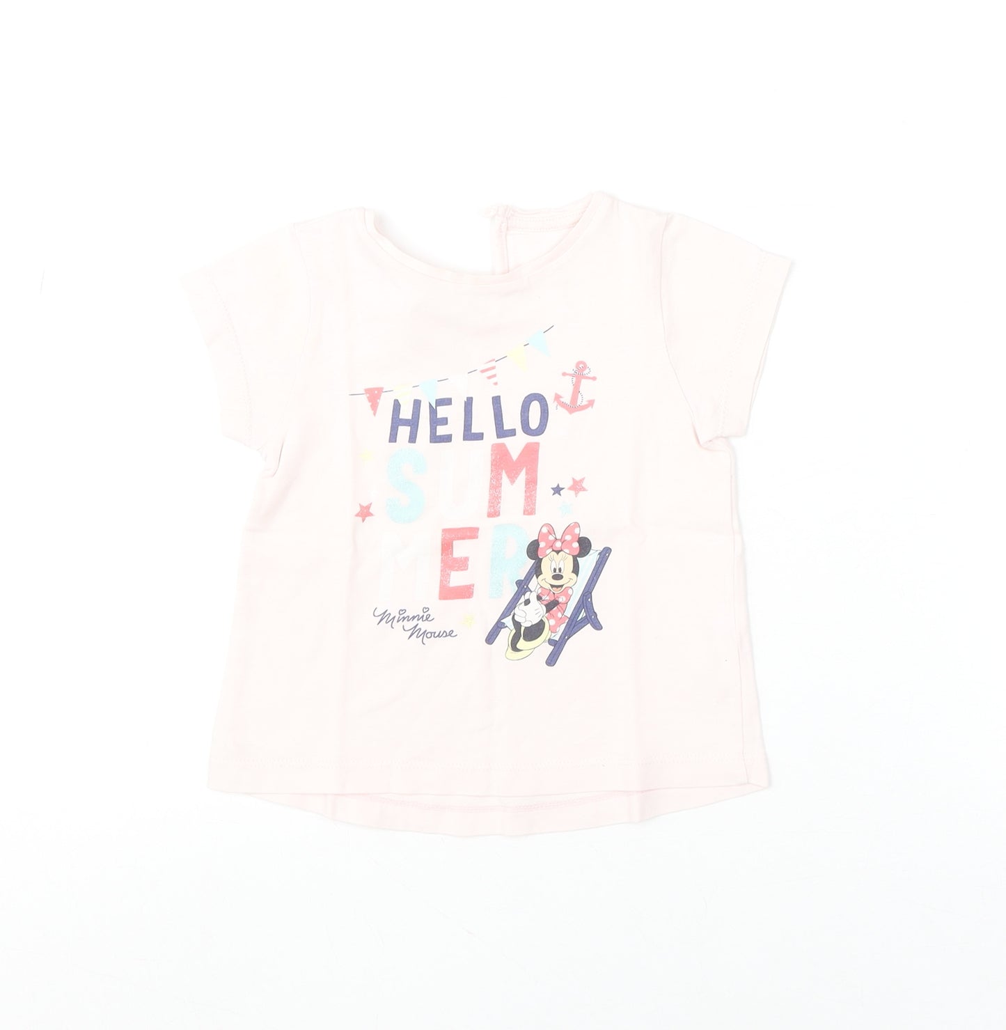 Disney Baby Girls Pink Minnie Mouse Hello Summer T-Shirt 12-18 Months