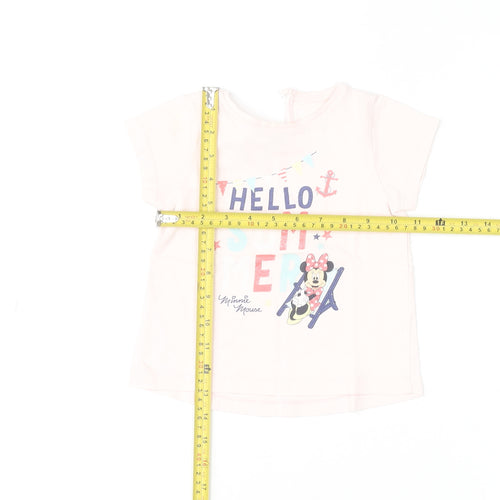 Disney Baby Girls Pink Minnie Mouse Hello Summer T-Shirt 12-18 Months