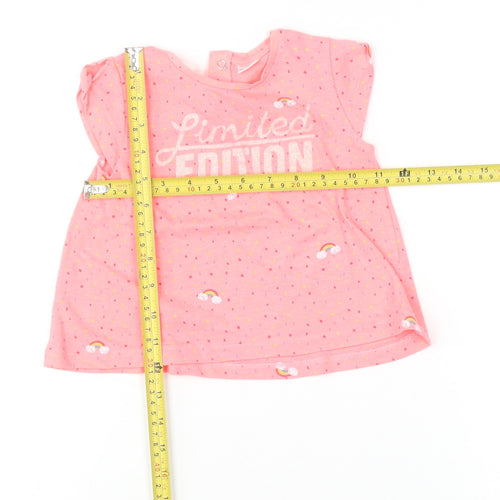 Zara Baby Girl Pink Limited Edition T-Shirt 12-18 Months Glitter Rainbow Print