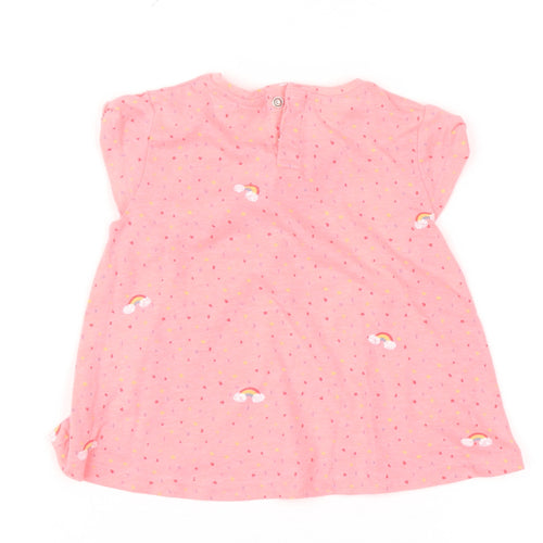 Zara Baby Girl Pink Limited Edition T-Shirt 12-18 Months Glitter Rainbow Print
