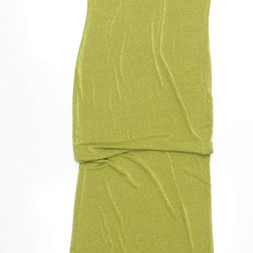 PrettyLittleThing Women’s Green Bodycon Maxi Sleeveless High Neck Dress Size 12