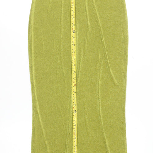 PrettyLittleThing Women’s Green Bodycon Maxi Sleeveless High Neck Dress Size 12