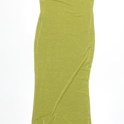 PrettyLittleThing Women’s Green Bodycon Maxi Sleeveless High Neck Dress Size 12