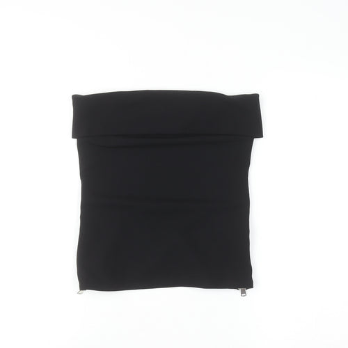 ZARA Women Black Off Shoulder Strapless Slim Fit Top S