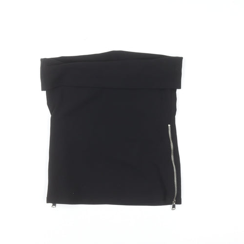 ZARA Women Black Off Shoulder Strapless Slim Fit Top S