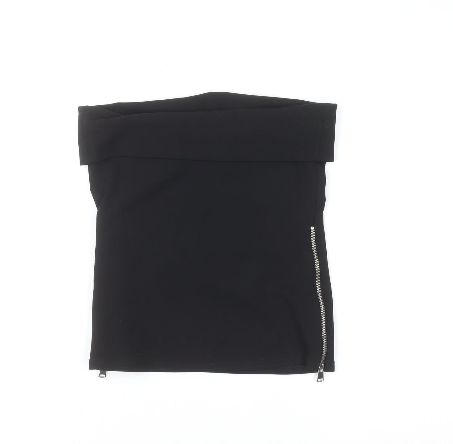 ZARA Women Black Off Shoulder Strapless Slim Fit Top S