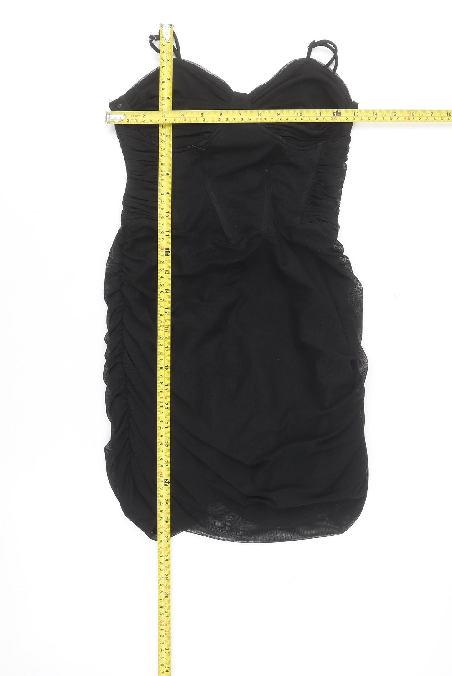 Bershka Women Black Bodycon Ruched Mini Dress Size 12