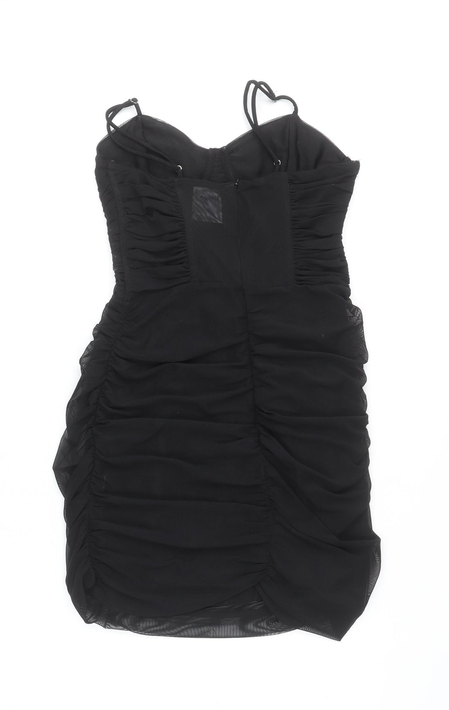 Bershka Women Black Bodycon Ruched Mini Dress Size 12