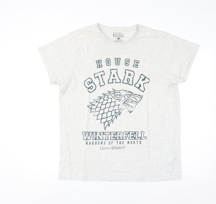 Game of Thrones Men's Grey House Stark Winterfell Graphic T-Shirt XL
