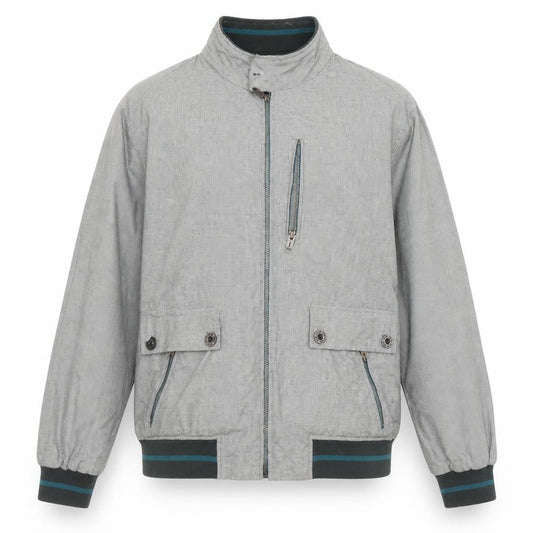 Front view of Zara Man Men's Grey Check Bomber Jacket XL Regular Cotton Blend