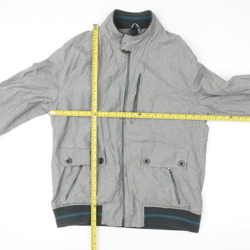 Zara Man Men's Grey Check Bomber Jacket XL Regular Cotton Blend
