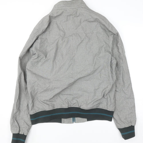 Zara Man Men's Grey Check Bomber Jacket XL Regular Cotton Blend